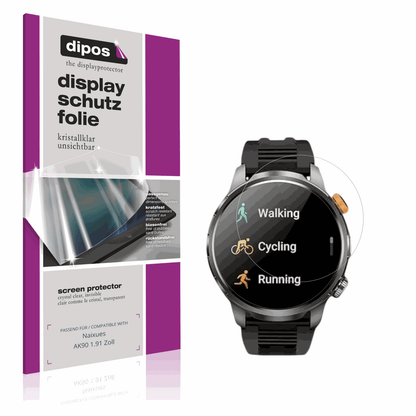 Klare Displayschutzfolie von dipos passend für Naixues AK90 1.91 Zoll, präziser Zuschnitt und blasenfrei montiert