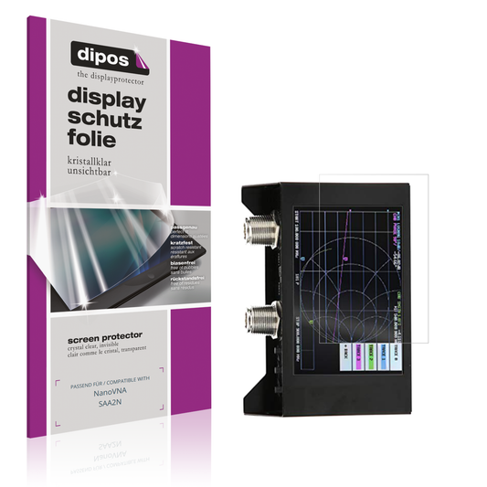 Klare Displayschutzfolie von dipos passend für NanoVNA SAA2N, präziser Zuschnitt und blasenfrei montiert