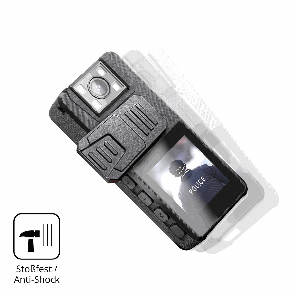 Schutz gegen Kratzer auf dem Nastopee Bodycam Glas durch Schlüssel, Stöße gegen die Tischkante oder Stürze