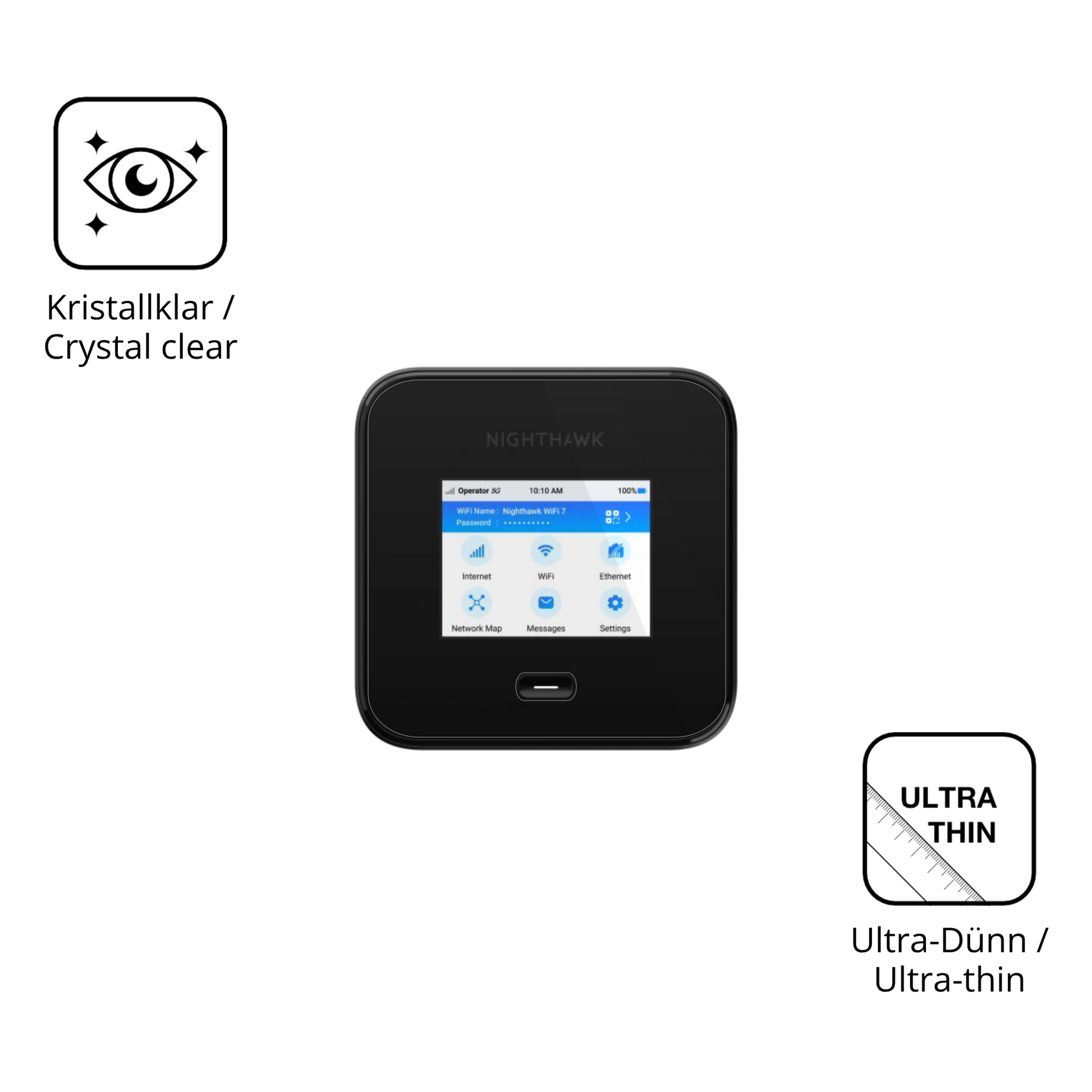 Dünne und klare Folie passend zugeschnitten für Netgear Nighthawk M7 Pro