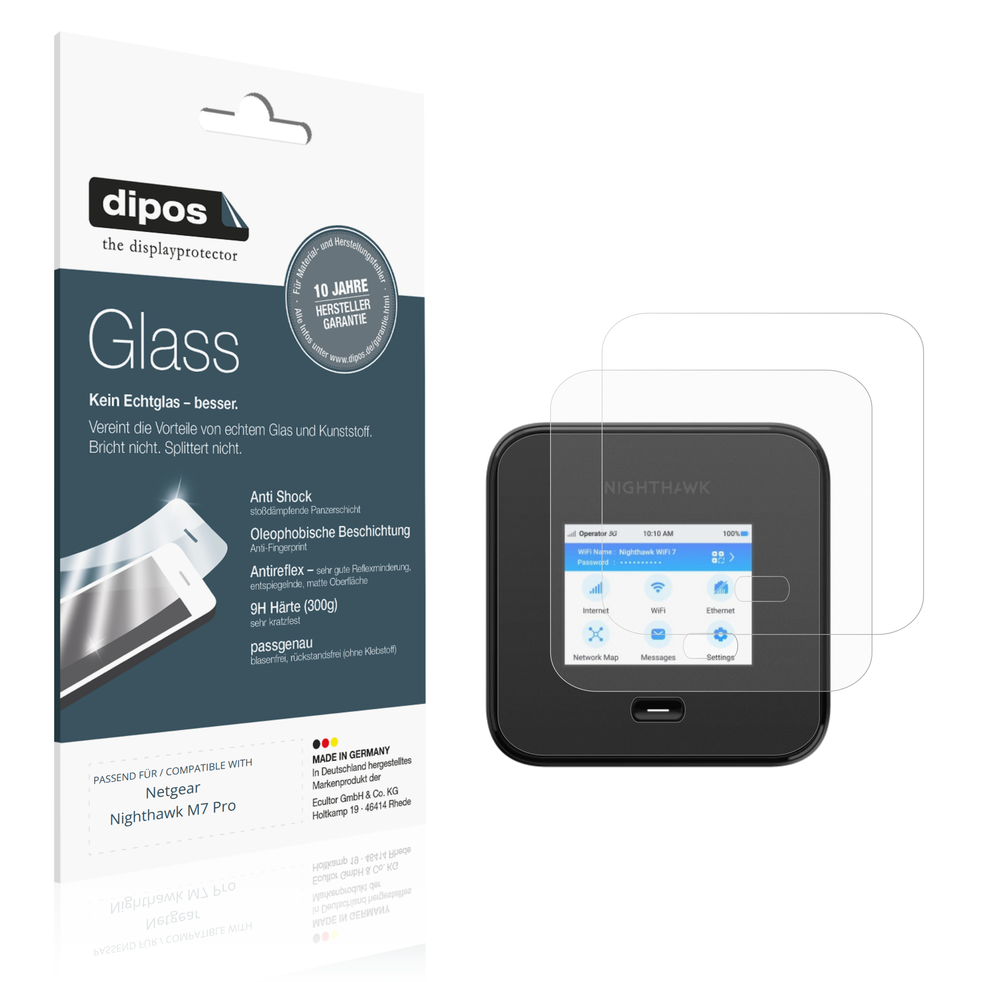 Matte Displayschutzfolie von dipos passend für Netgear Nighthawk M7 Pro, 9H kratzfest und blasenfrei montiert