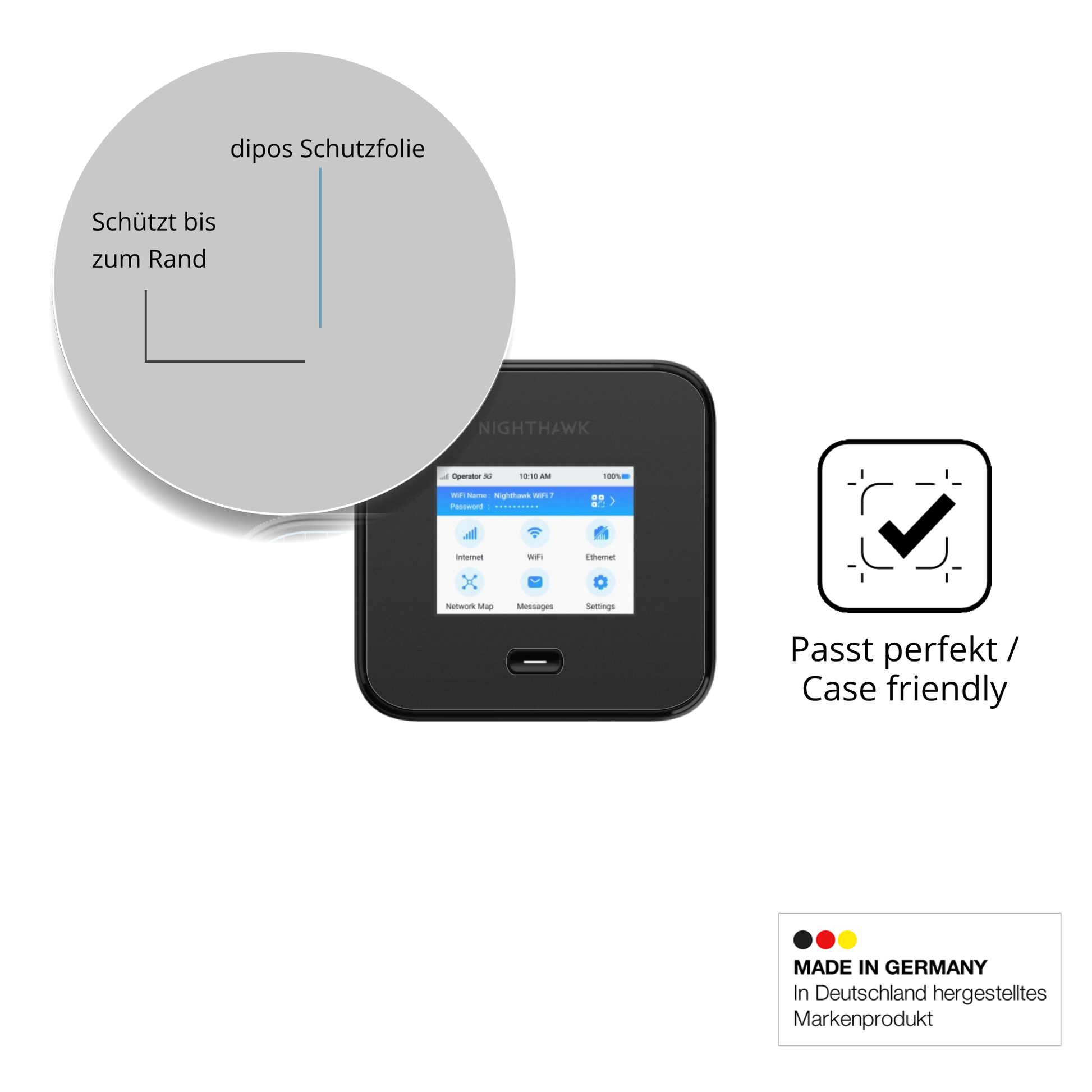 Schutzglasfolie mit optimaler Passform, zur Verwendung mit Hüllen geeignet