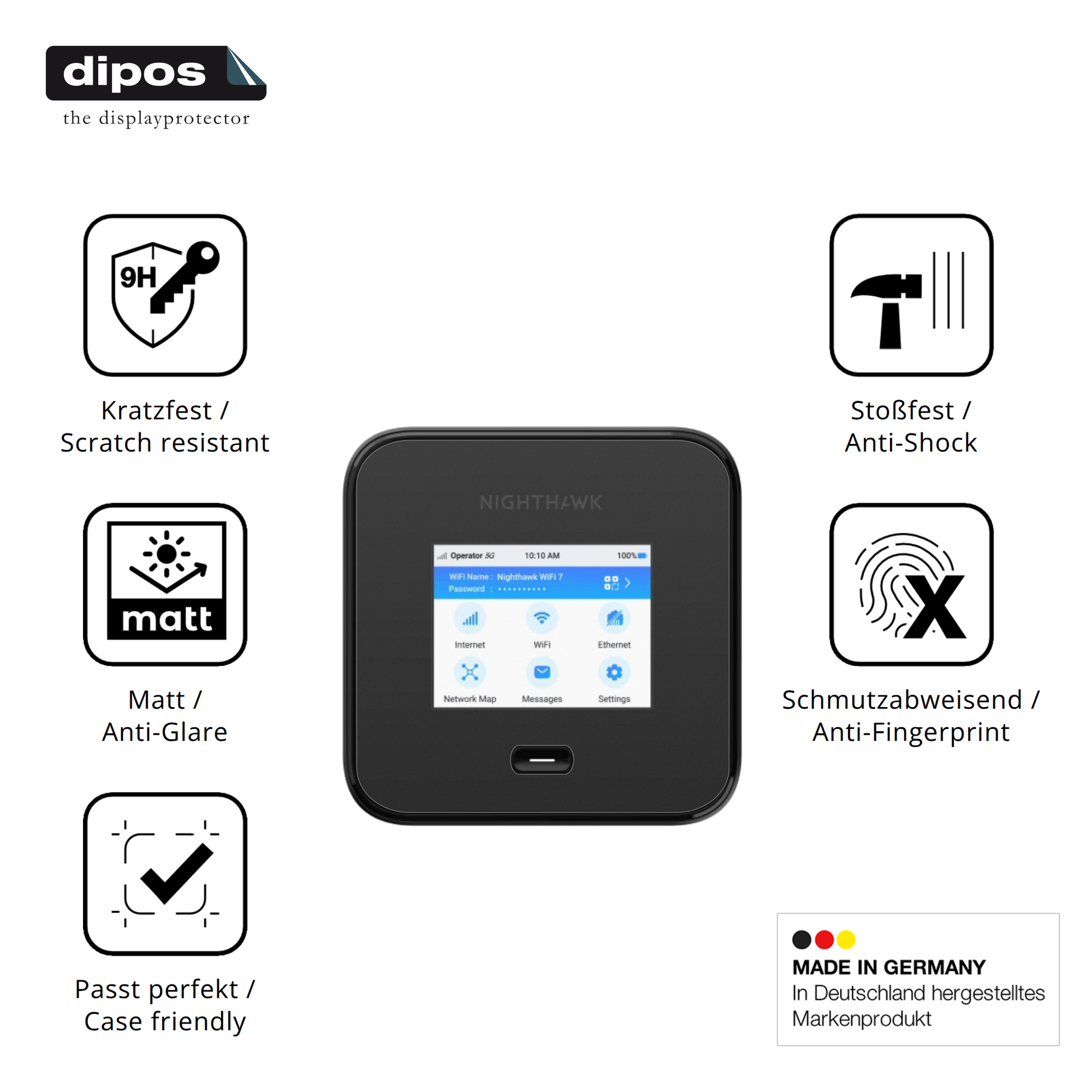 Displayschutz hergestellt in Deutschland, höchste Qualität made in Germany