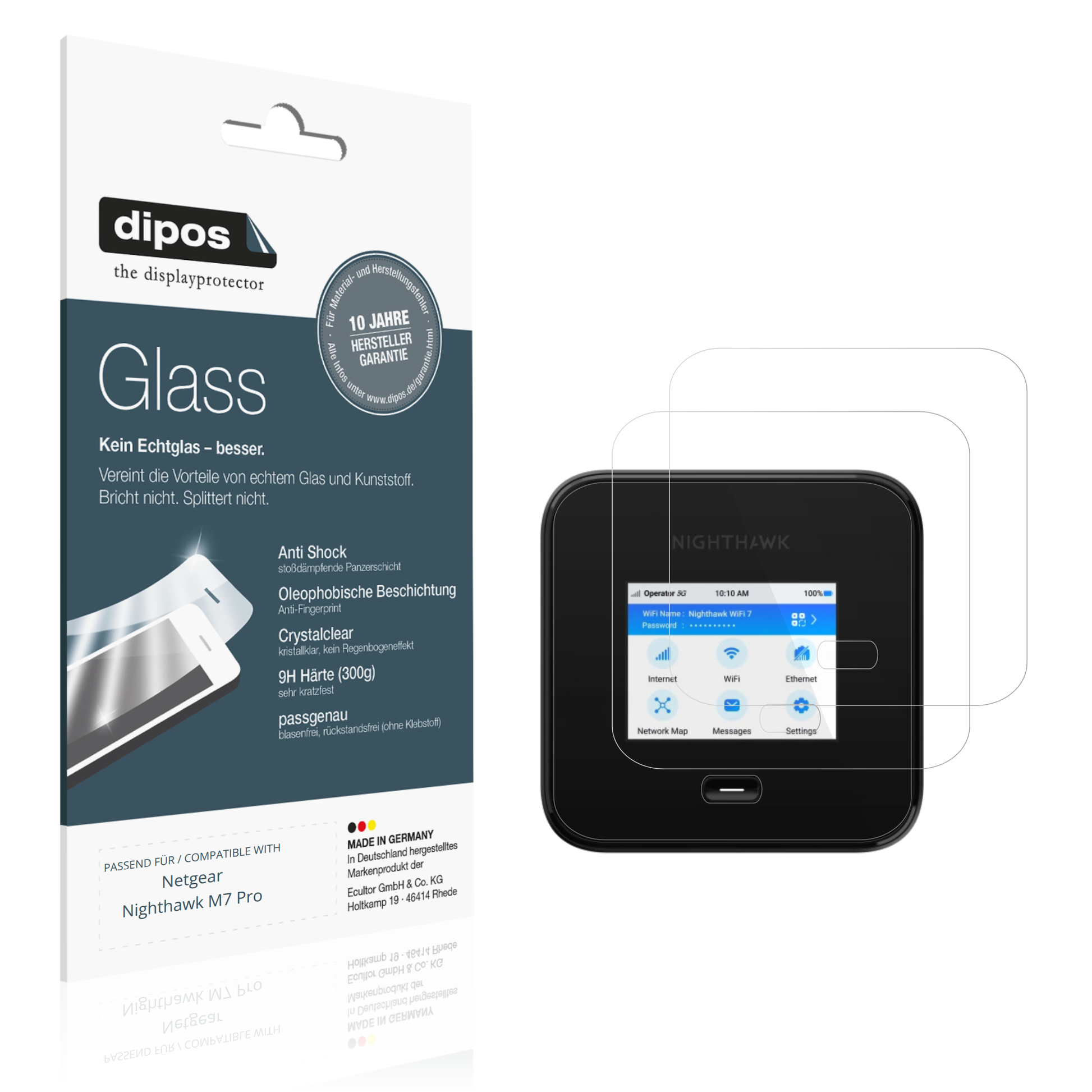 Klare Displayschutzfolie von dipos passend für Netgear Nighthawk M7 Pro, 9H kratzfest und blasenfrei montiert