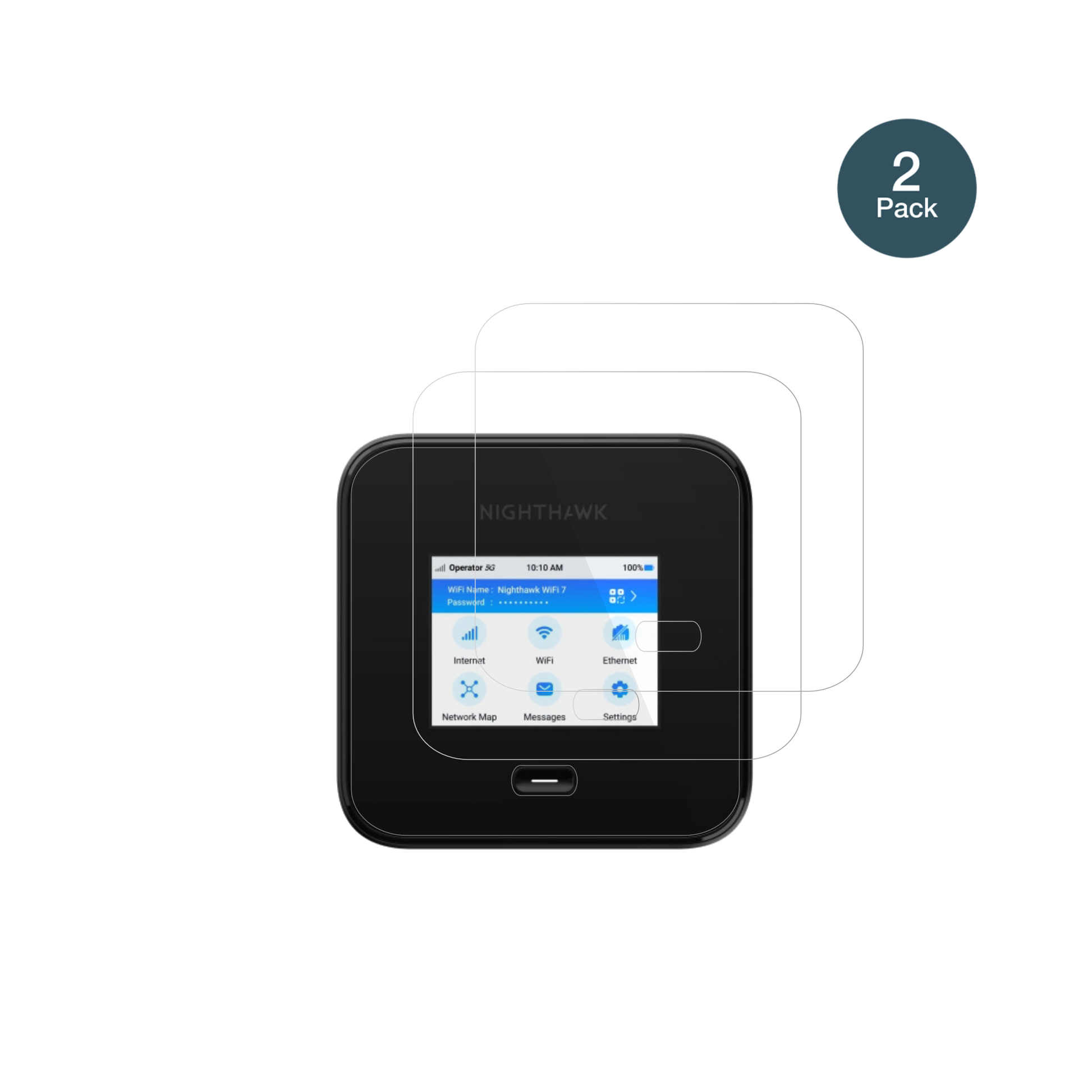 NetgearNighthawk M7 Pro mit aufgebrachter dipos Flex Schutzfolie, glasklare Darstellung ohne Einschränkungen
