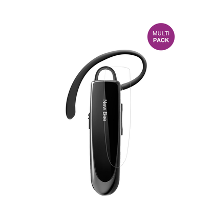 New BeeBluetooth Headset mit aufgebrachter dipos Displayschutzfolie, glasklare Darstellung ohne Einschränkungen