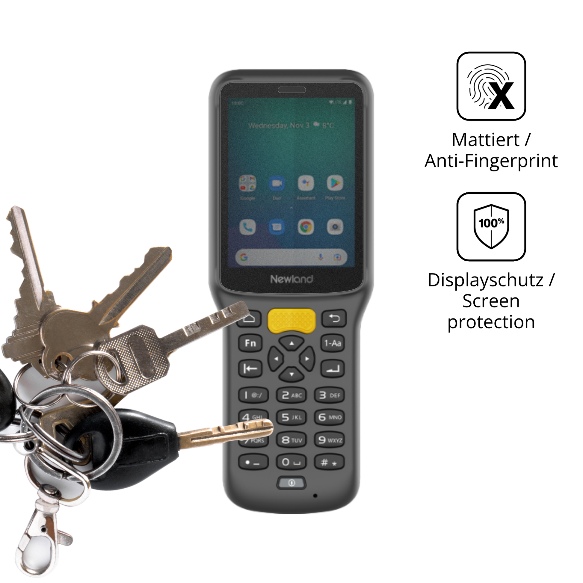 dipos Displayschutz für Newland MT37 Baiji, mattierte Oberfläche, Blickschutzfilter und perfekter Passform