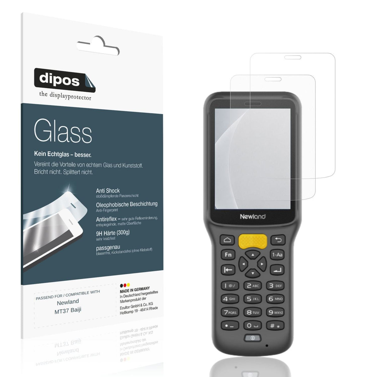 Matte Displayschutzfolie von dipos passend für Newland MT37 Baiji, 9H kratzfest und blasenfrei montiert
