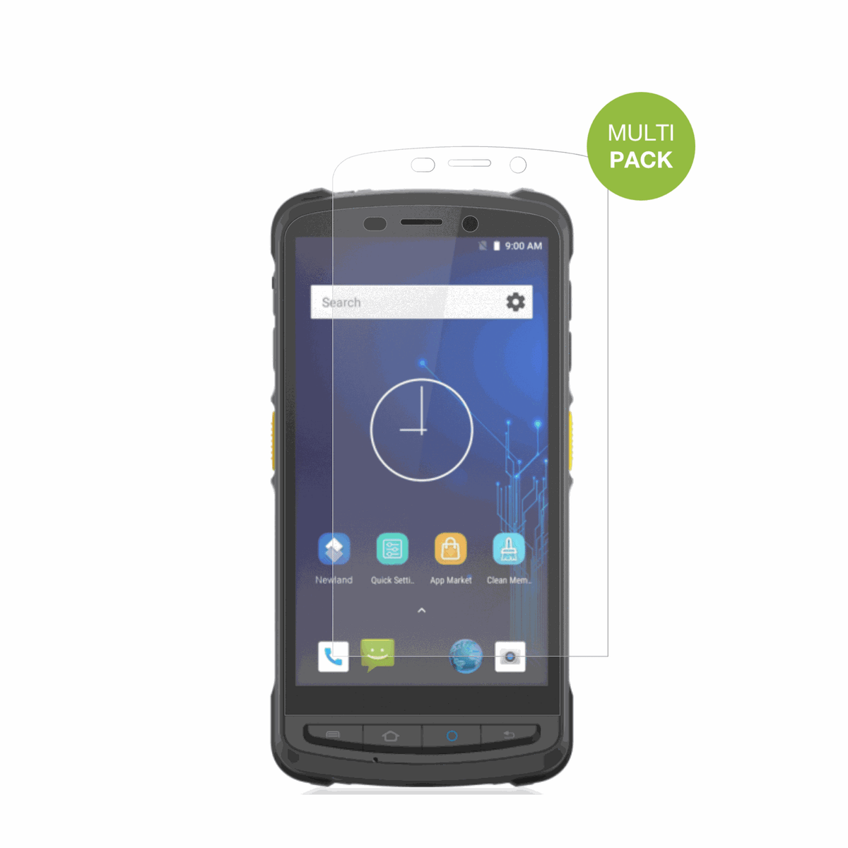 NewlandMT9055 Orca III mit aufgebrachter dipos Displayschutzfolie, die lästige Fingerabdrücke minimiert