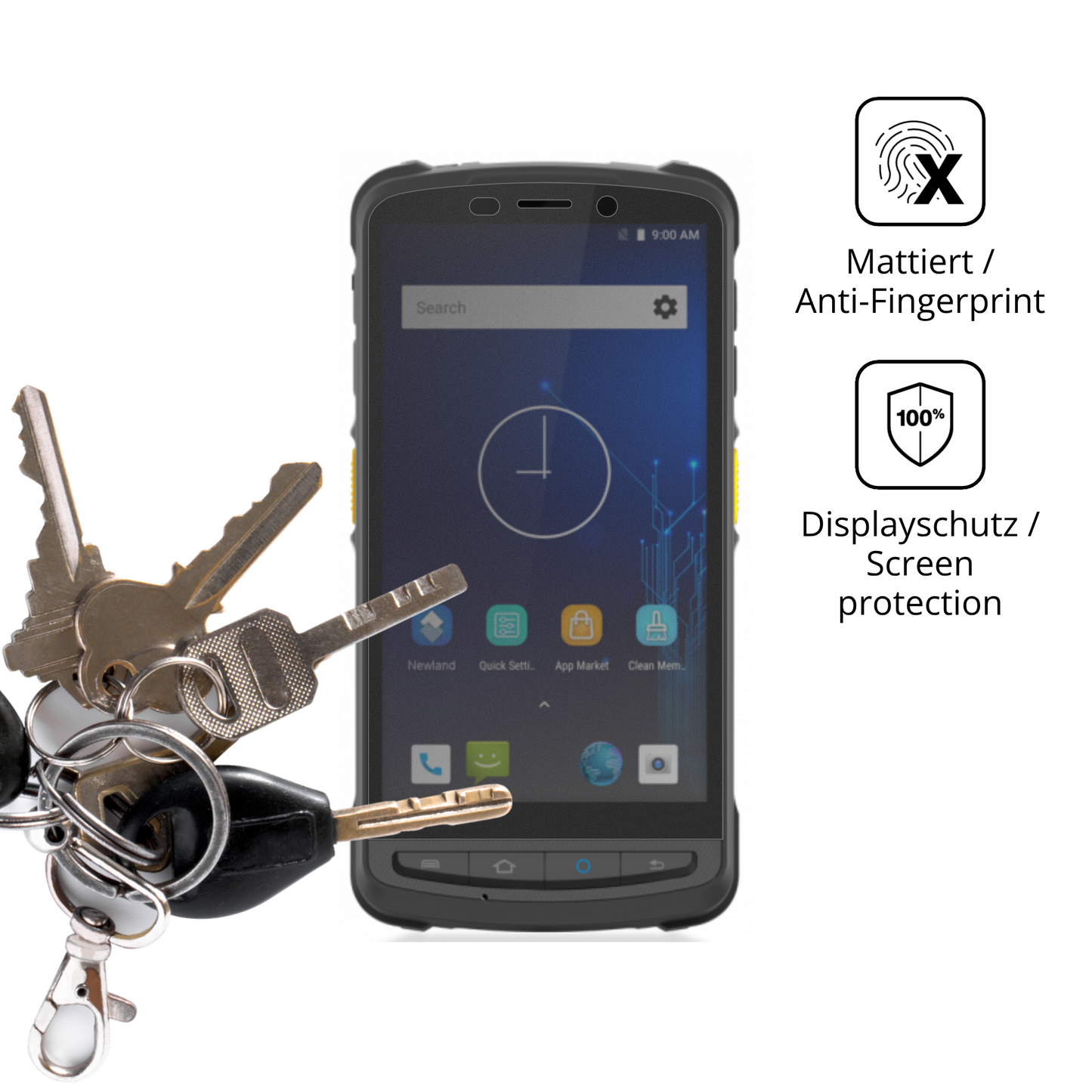dipos Displayschutz für Newland MT9055 Orca III, mattierte Oberfläche, Blickschutzfilter und perfekter Passform