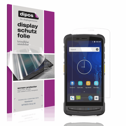 Klare Displayschutzfolie von dipos passend für Newland MT9055 Orca III, präziser Zuschnitt und blasenfrei montiert