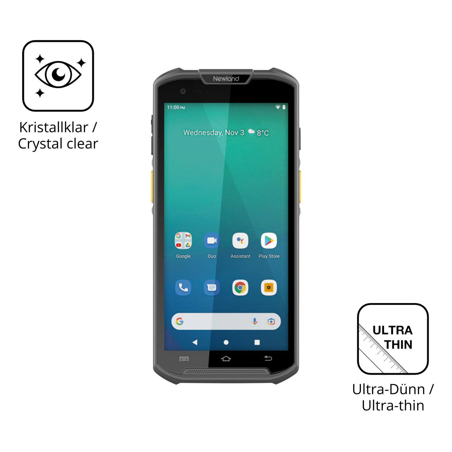 Dünne und klare Folie passend zugeschnitten für Newland MT93