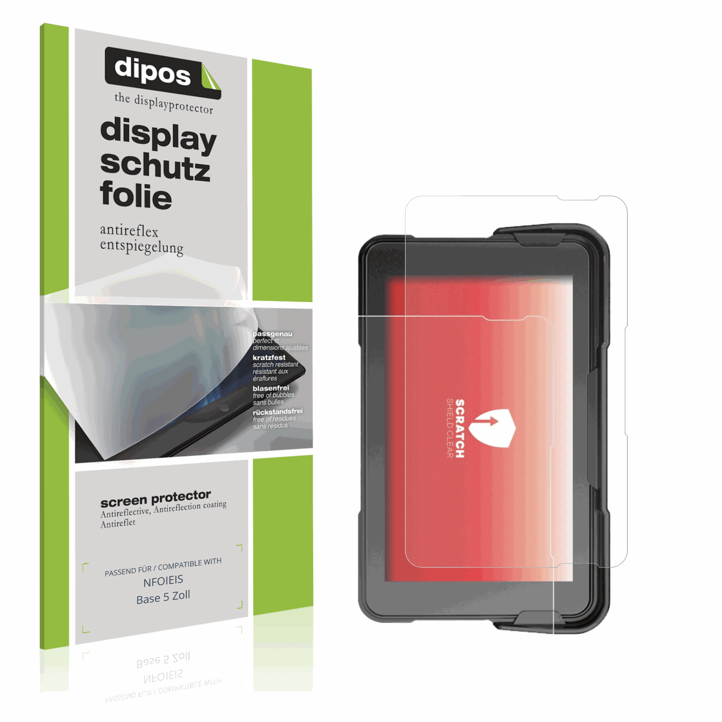 Matte Displayschutzfolie von dipos passend für NFOIEIS Base 5 Zoll, präziser Zuschnitt und blasenfrei montiert