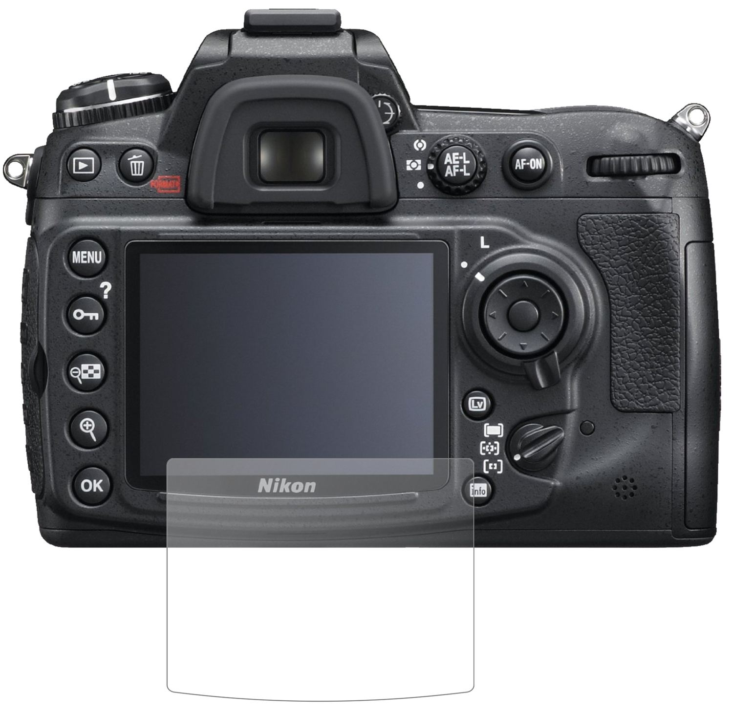 NikonD300S mit aufgebrachter dipos Panzerfolie, die lästige Fingerabdrücke minimiert