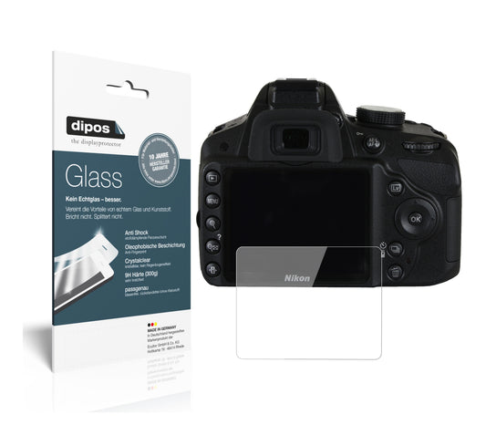 Klare Displayschutzfolie von dipos passend für Nikon D3200, 9H kratzfest und blasenfrei montiert