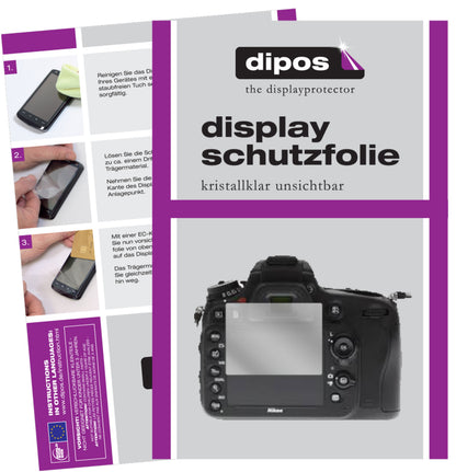 Klare Displayschutzfolie von dipos passend für Nikon D610, präziser Zuschnitt und blasenfrei montiert
