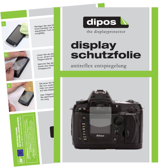 Matte Displayschutzfolie von dipos passend für Nikon D70s, präziser Zuschnitt und blasenfrei montiert