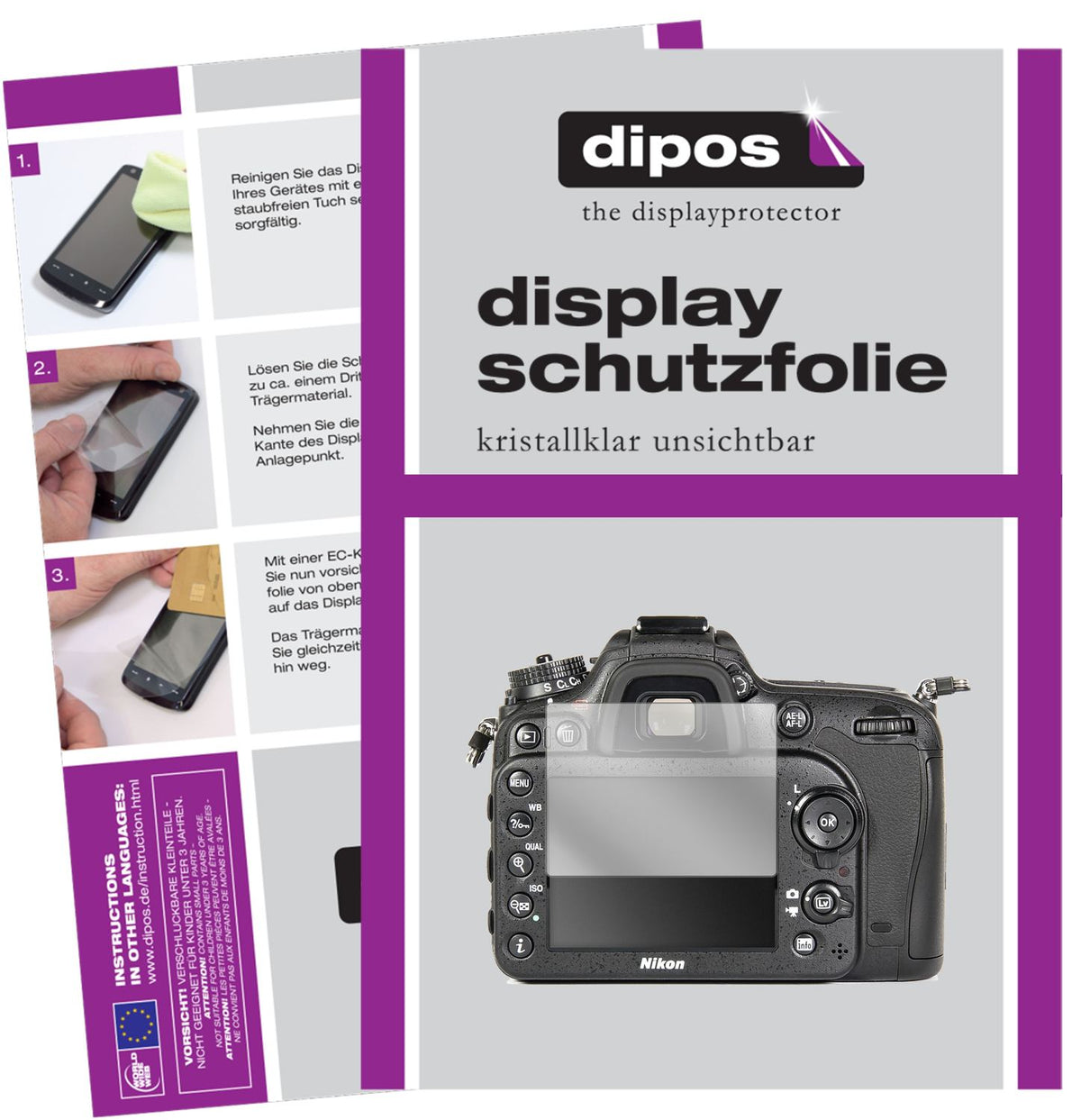5x Schutzfolie klar für Nikon D7100 Display-Schutzfolie