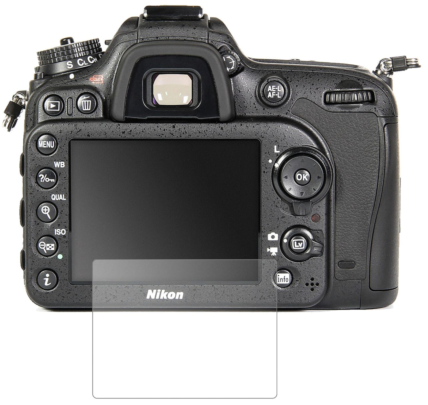 NikonD7100 mit aufgebrachter dipos Panzerfolie, die lästige Fingerabdrücke minimiert