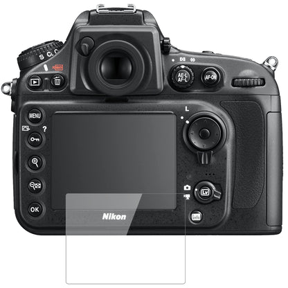 NikonD810E mit aufgebrachter dipos Flex Schutzfolie, glasklare Darstellung ohne Einschränkungen