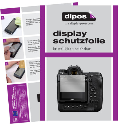 Klare Displayschutzfolie von dipos passend für Nikon Z9, präziser Zuschnitt und blasenfrei montiert