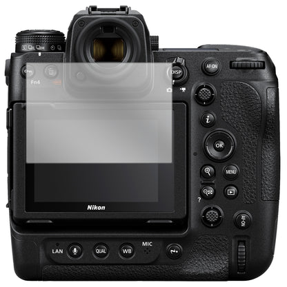 NikonZ9 mit aufgebrachter dipos Displayschutzfolie, glasklare Darstellung ohne Einschränkungen