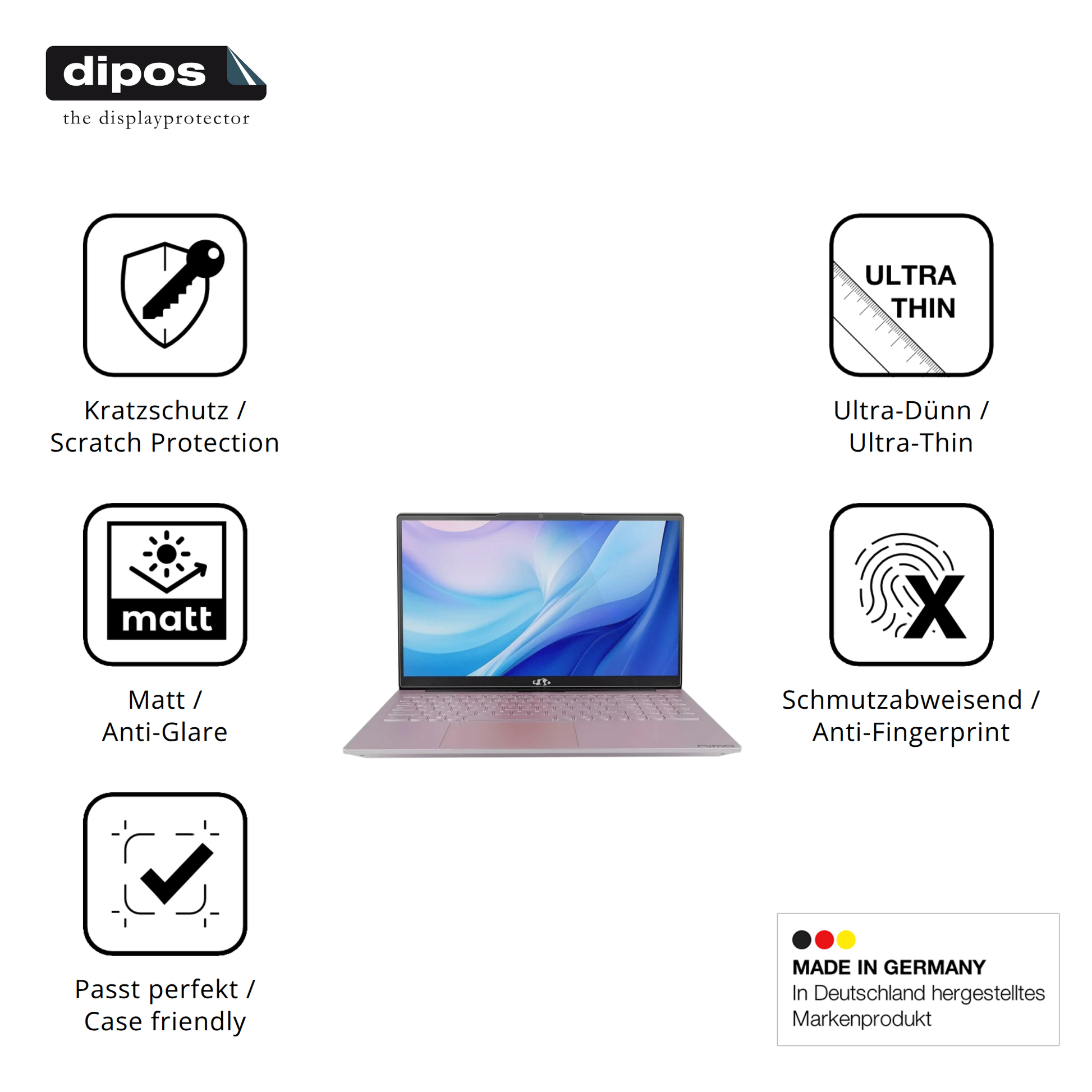 Displayschutz hergestellt in Deutschland, höchste Qualität made in Germany