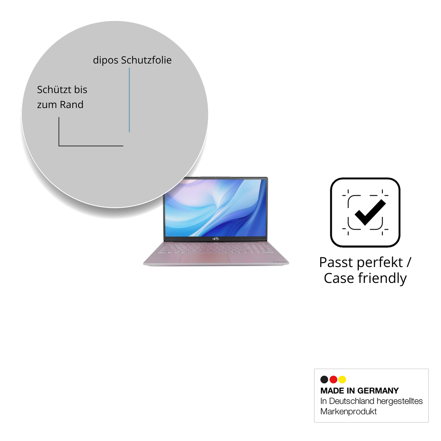 Schutzglasfolie mit optimaler Passform, zur Verwendung mit Hüllen geeignet