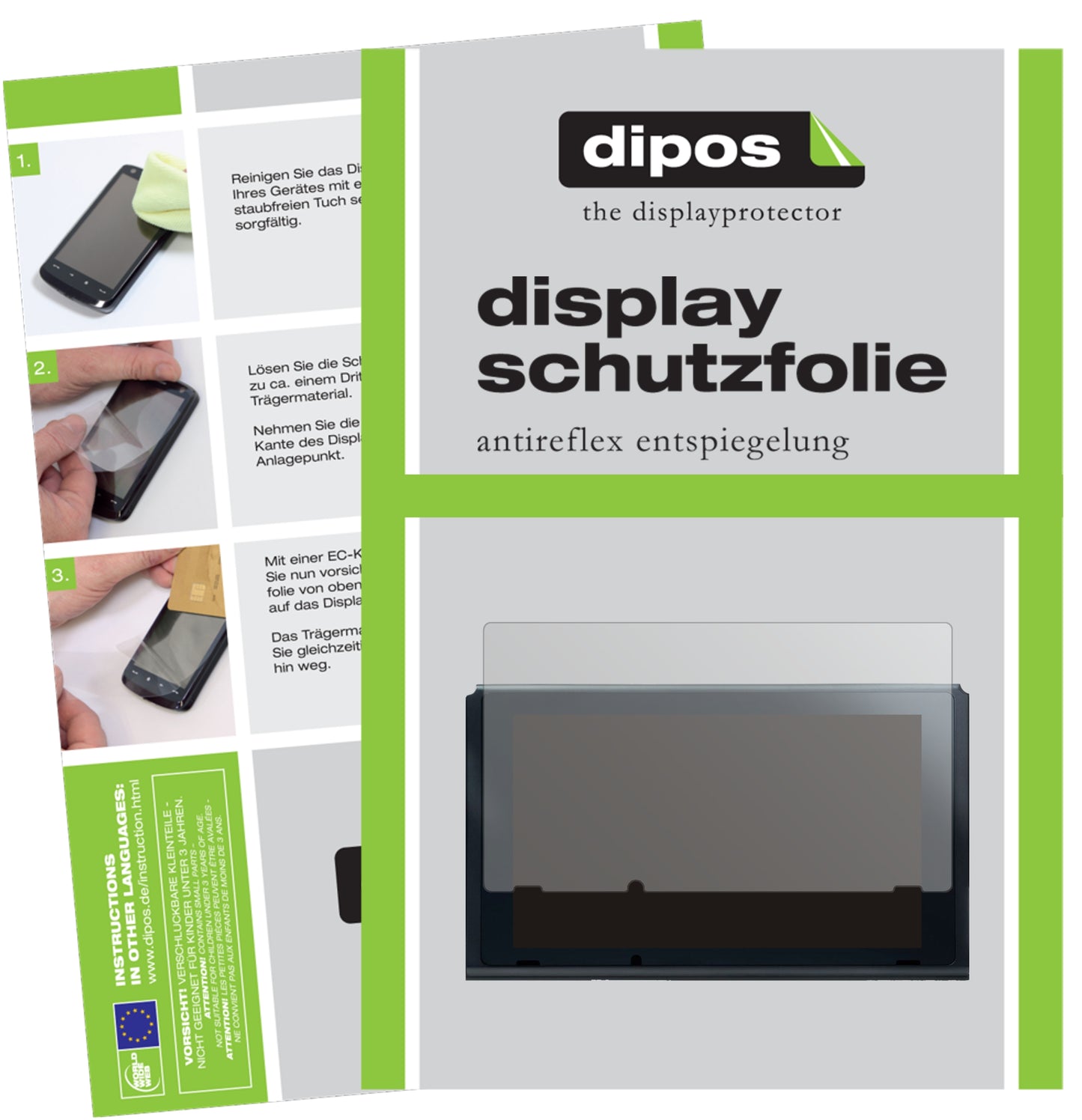 Matte Displayschutzfolie von dipos passend für Nintendo Switch (2021), präziser Zuschnitt und blasenfrei montiert