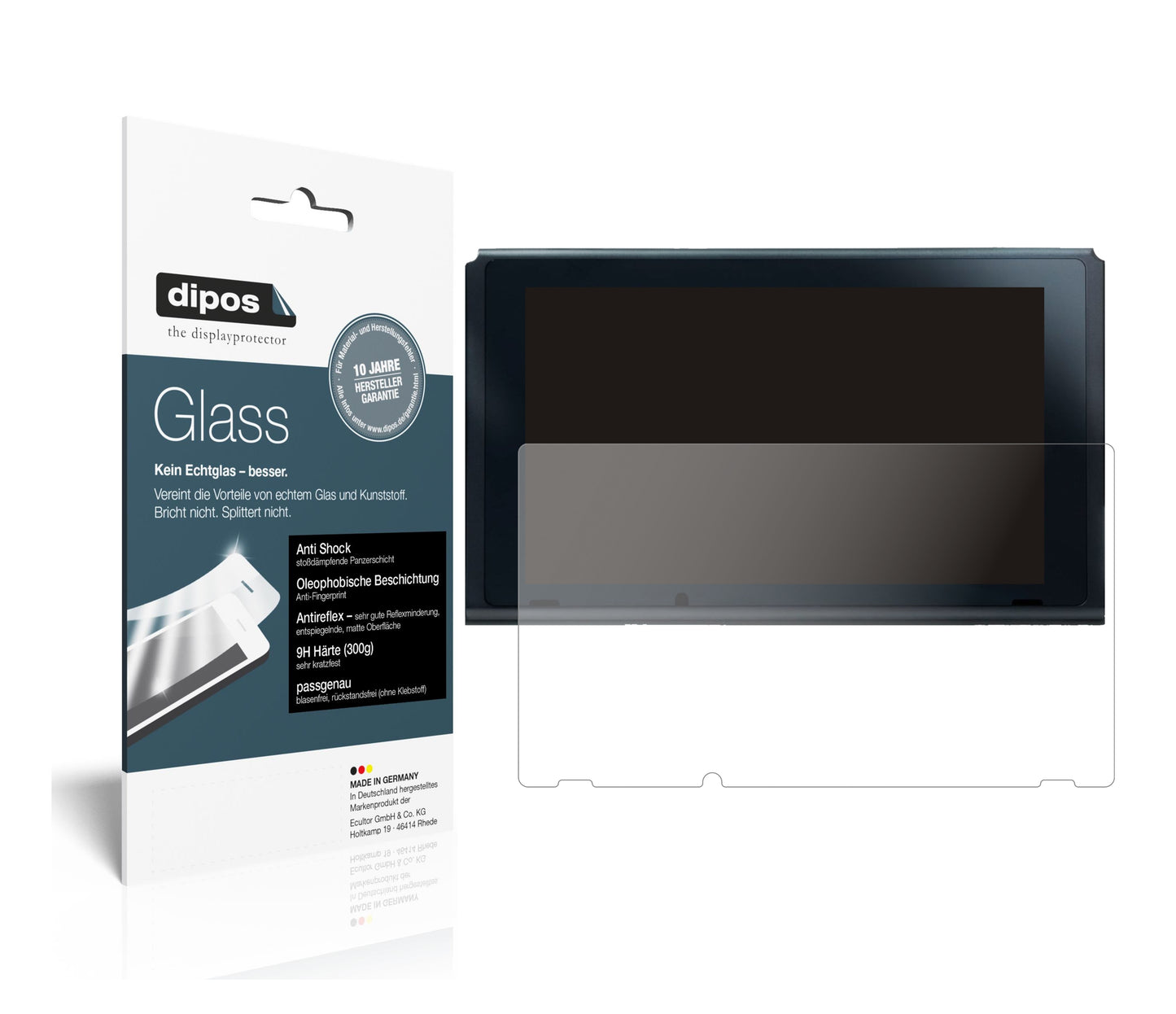 Matte Displayschutzfolie von dipos passend für Nintendo Switch (2021), 9H kratzfest und blasenfrei montiert