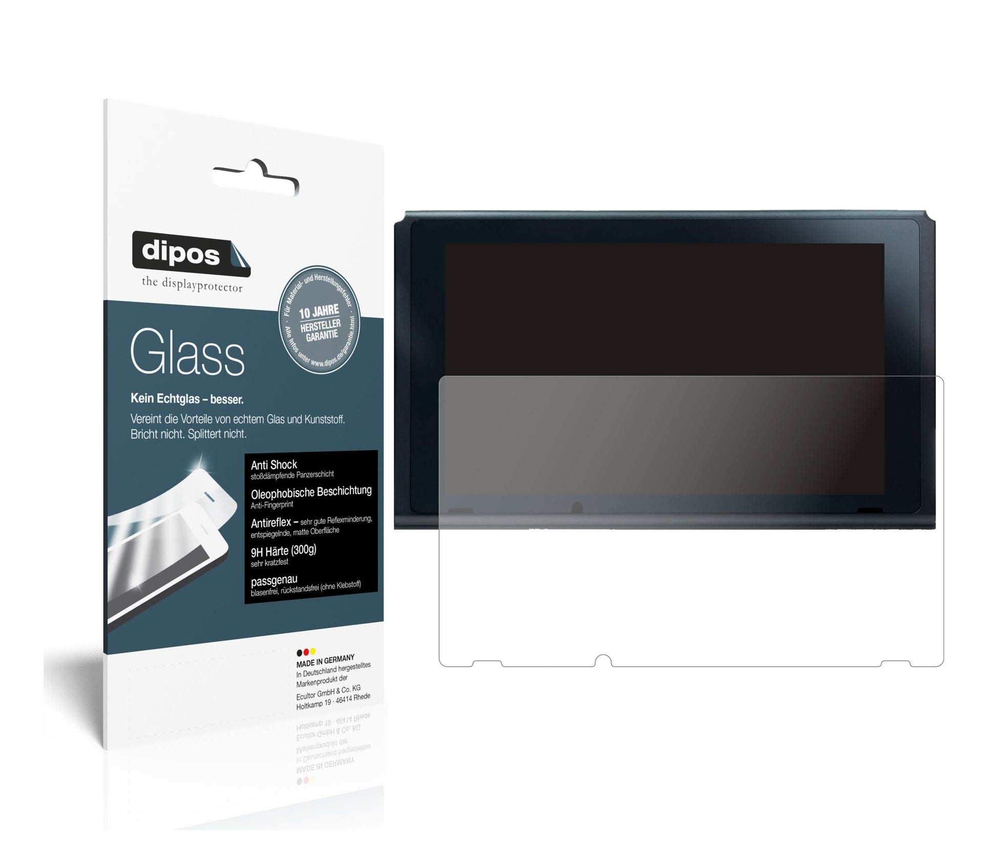 Matte Displayschutzfolie von dipos passend für Nintendo Switch (2021), 9H kratzfest und blasenfrei montiert