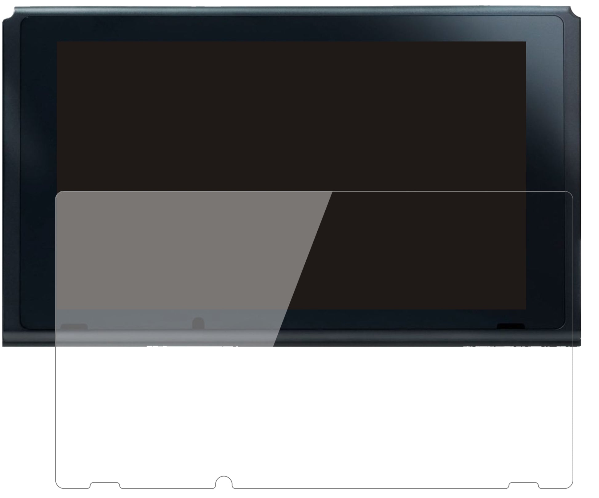 NintendoSwitch (2021) mit aufgebrachter dipos Flex Schutzfolie, glasklare Darstellung ohne Einschränkungen