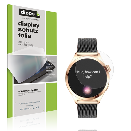 Matte Displayschutzfolie von dipos passend für Niolina Smartwatch 1.27 Zoll, präziser Zuschnitt und blasenfrei montiert