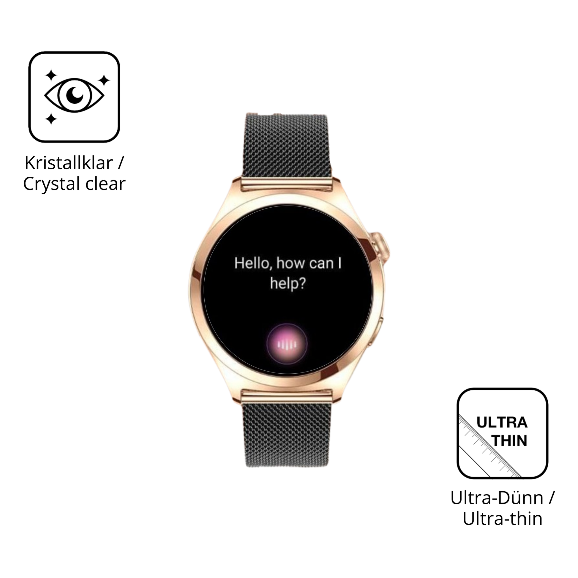 Dünne und klare Folie passend zugeschnitten für Niolina Smartwatch 1.27 Zoll