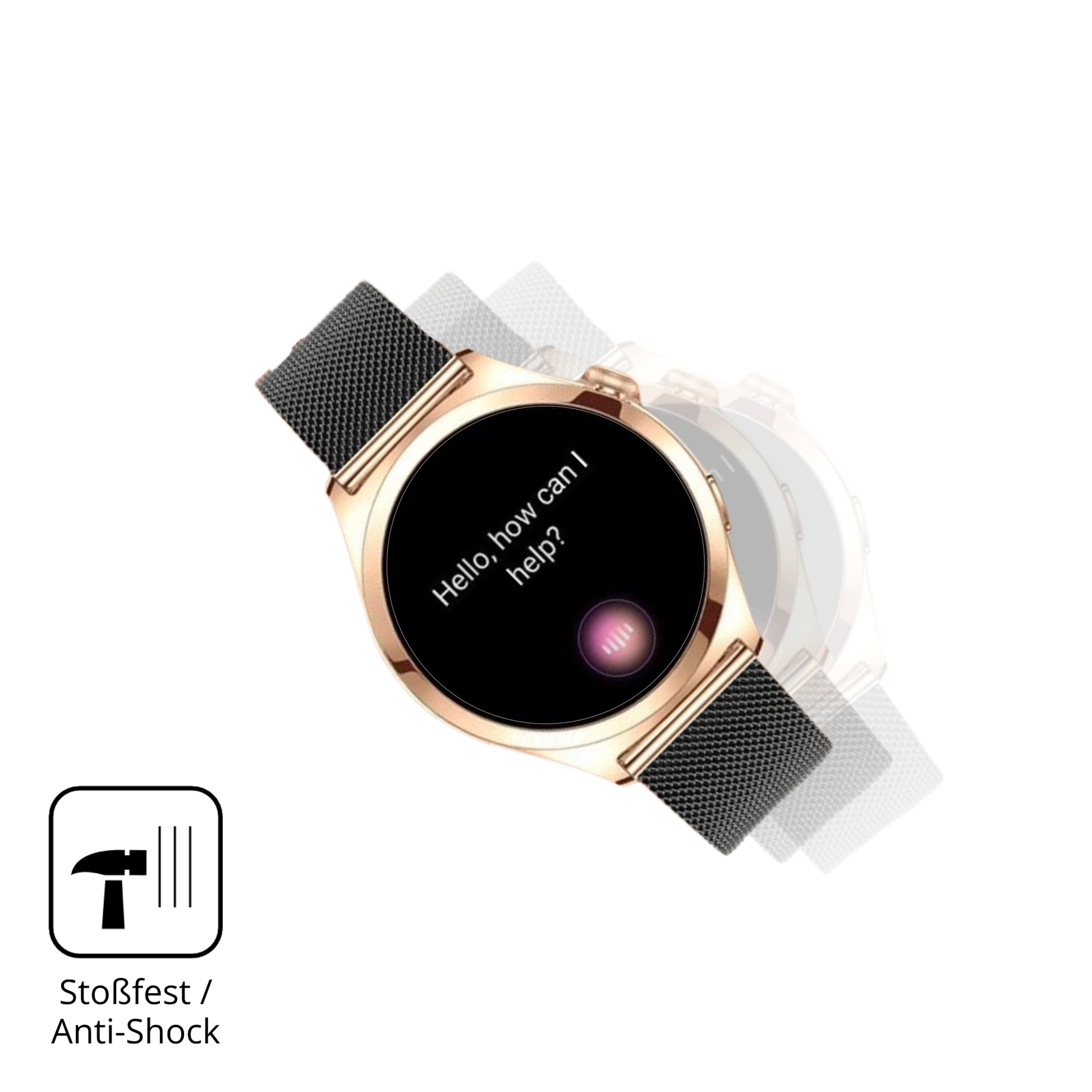 Schutz gegen Kratzer auf dem Niolina Smartwatch 1.27 Zoll Glas durch Schlüssel, Stöße gegen die Tischkante oder Stürze