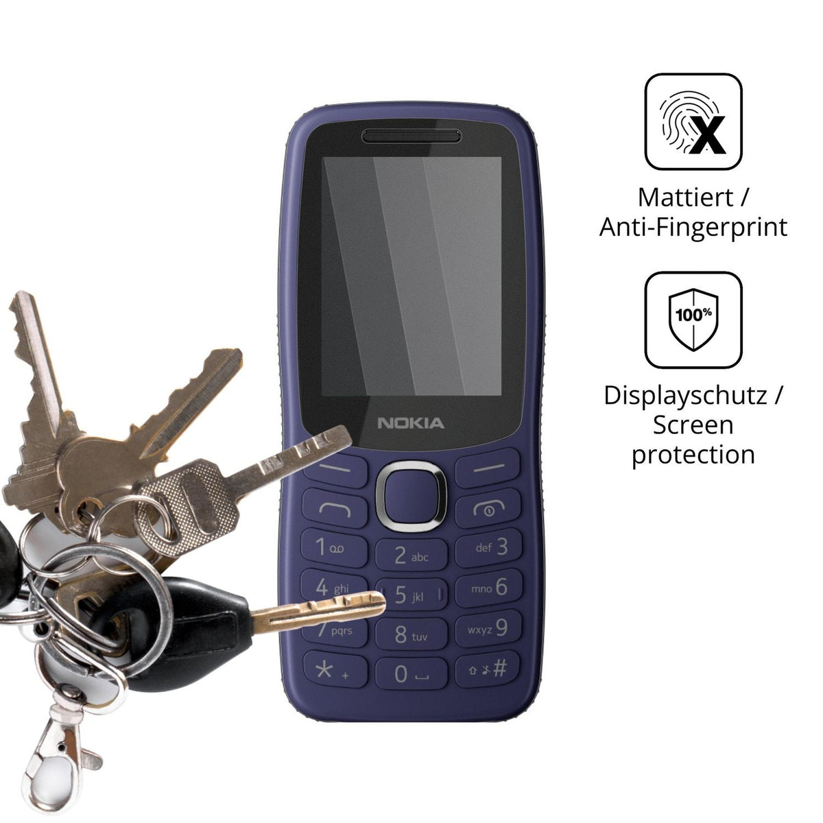 dipos Displayschutz für Nokia 123 Shield, mattierte Oberfläche, Blickschutzfilter und perfekter Passform