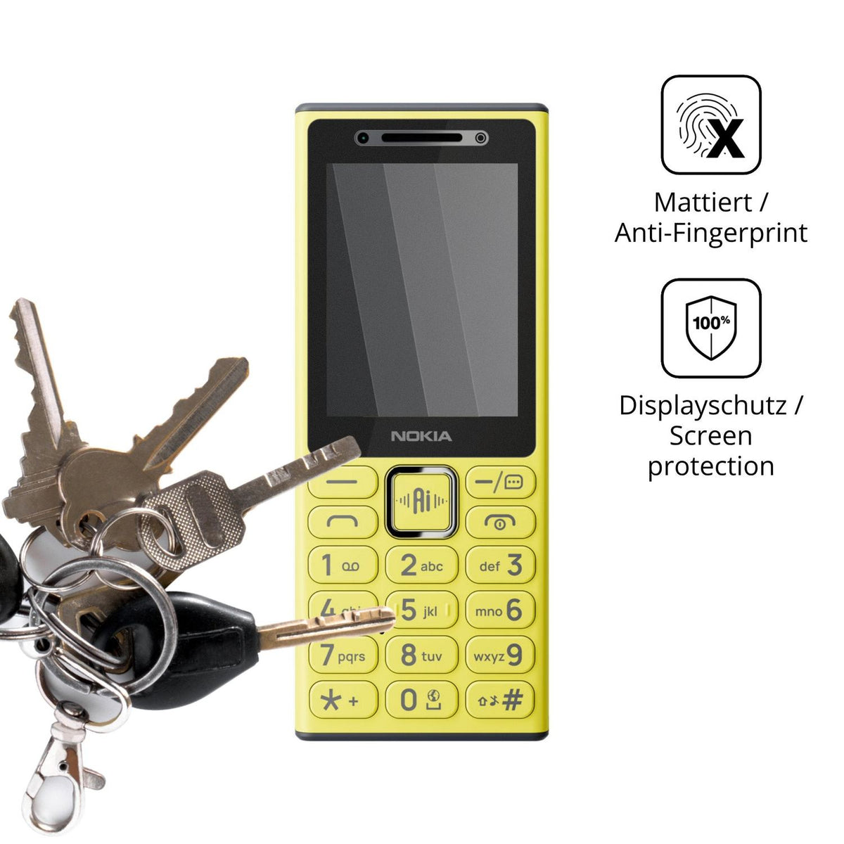 dipos Displayschutz für Nokia 200 4G, mattierte Oberfläche, Blickschutzfilter und perfekter Passform