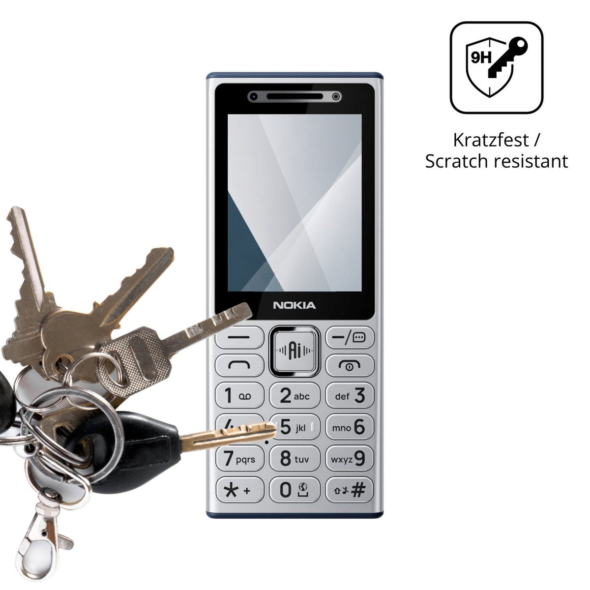 dipos Displayschutz für Nokia 210 4G, transparente Oberfläche, perfekte Passform auch für die Rundungen