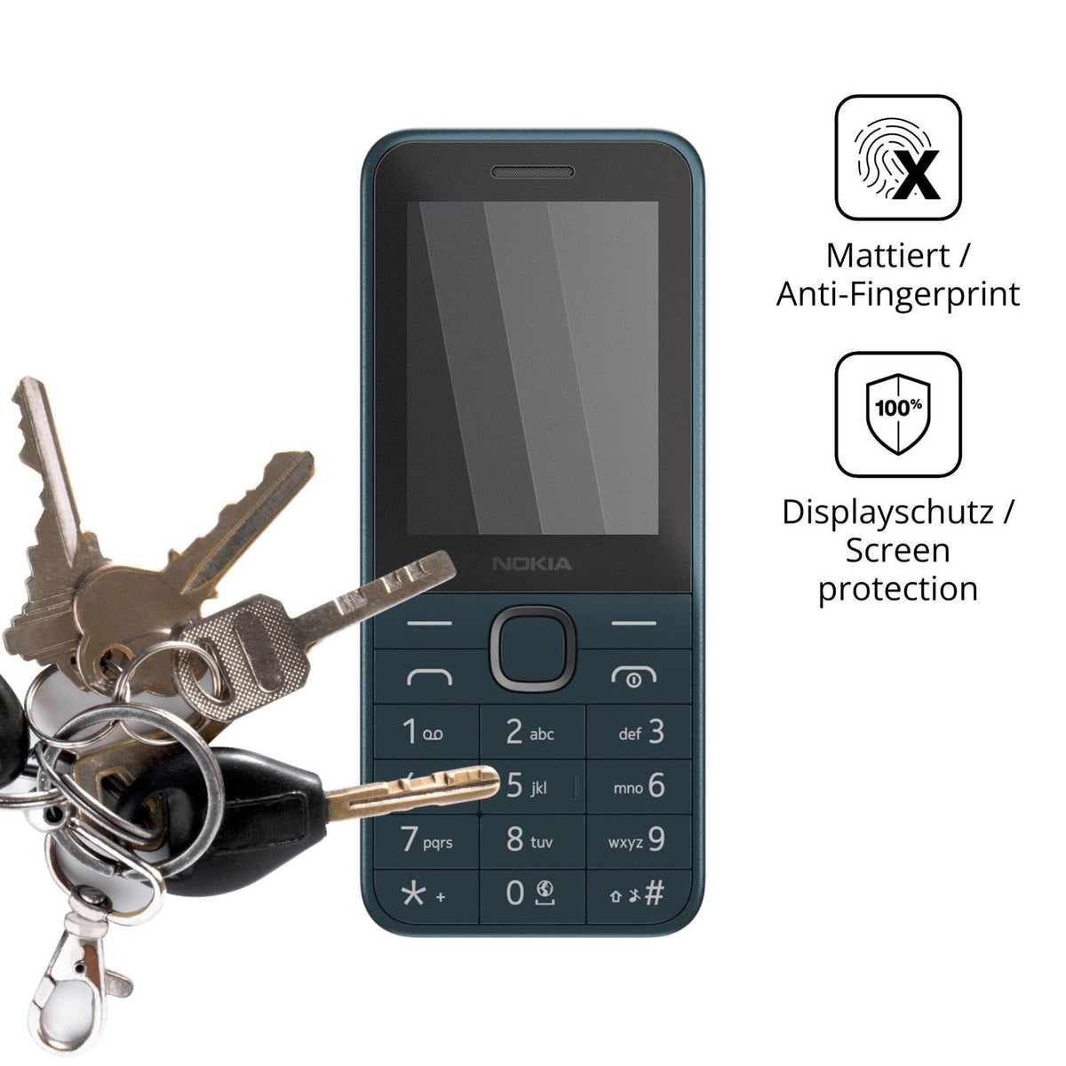 dipos Displayschutz für Nokia 225 4G, mattierte Oberfläche, Blickschutzfilter und perfekter Passform