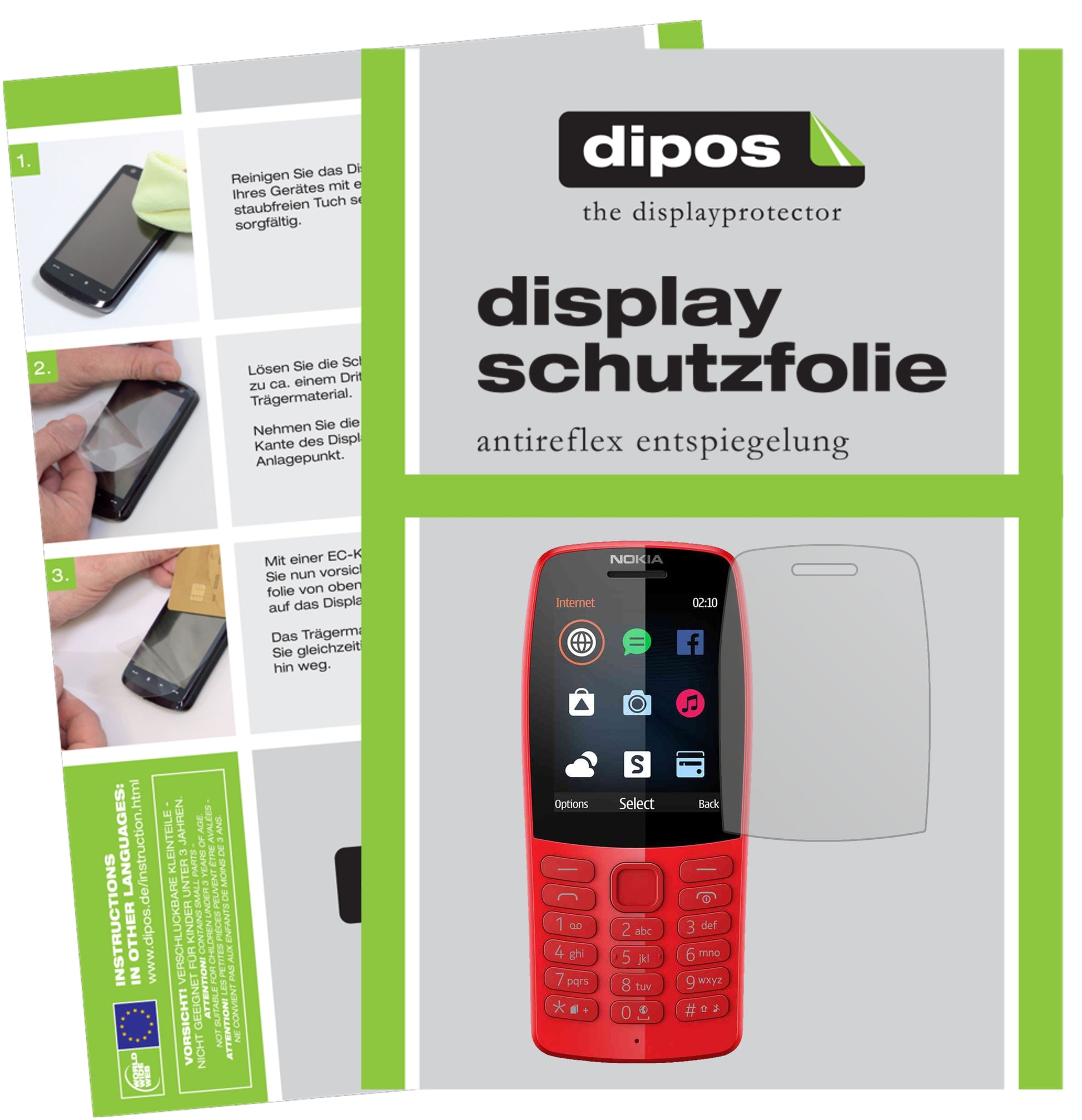 Mattes Panzerglas: Entspiegelte, dünne Folie, Fingerabdruckresistenz und Bildschirmschutz für Nokia-210