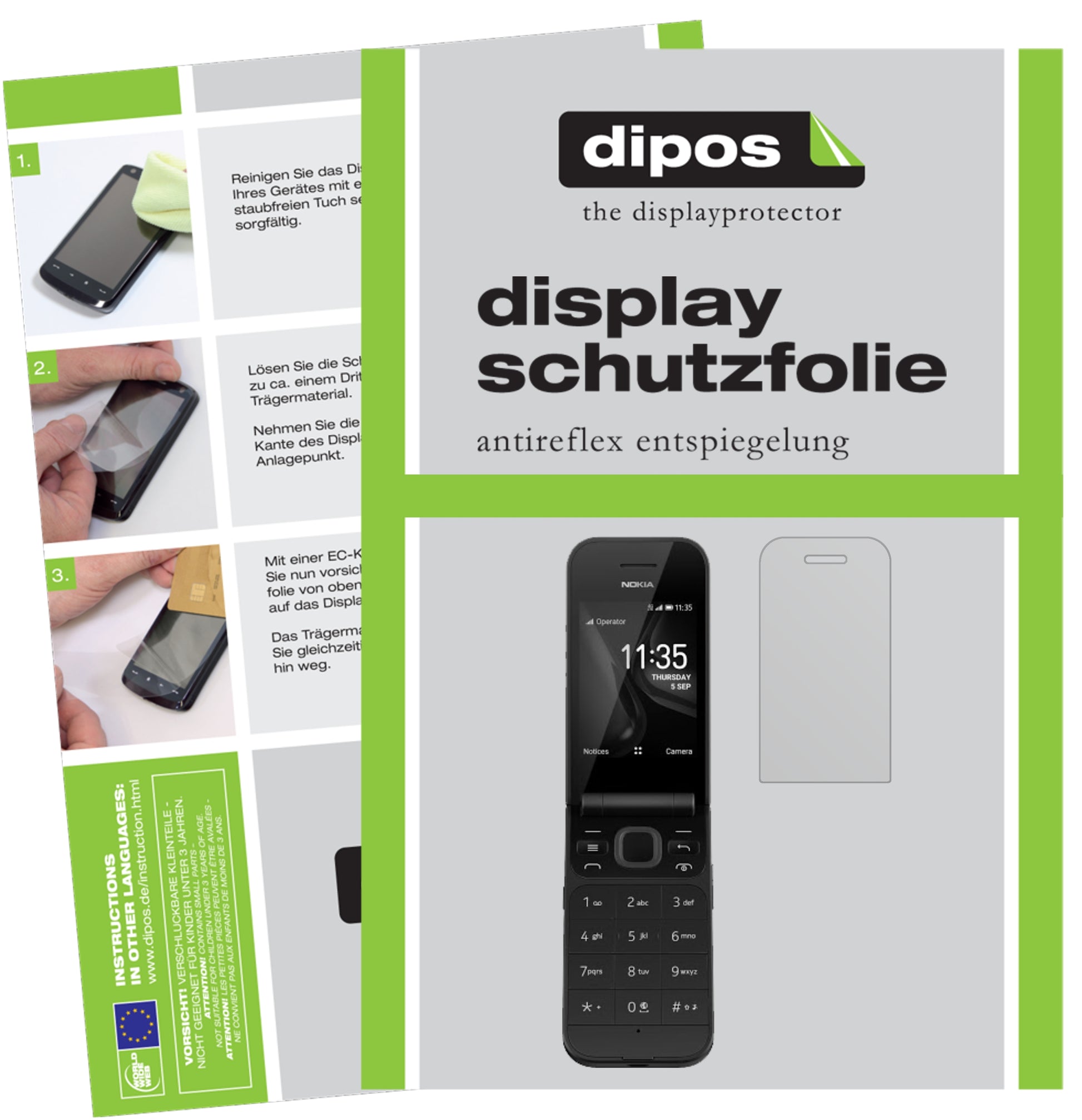 Mattes Panzerglas: Entspiegelte, dünne Folie, Fingerabdruckresistenz und Bildschirmschutz für Nokia-2720 Flip