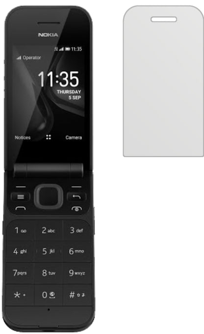 Nokia2720 Flip mit aufgebrachter dipos Displayschutzfolie, die lästige Fingerabdrücke minimiert