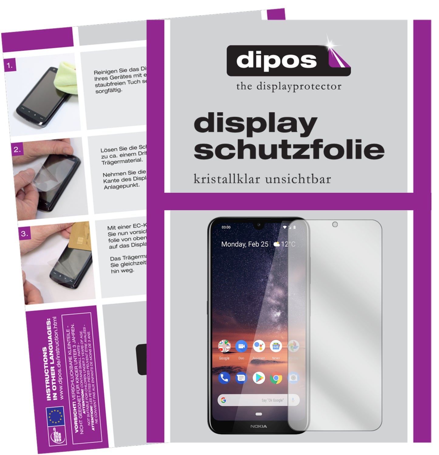 Kristallklare, dünne Schutzfolie: Kratzfest & passgenau für Nokia-3.2