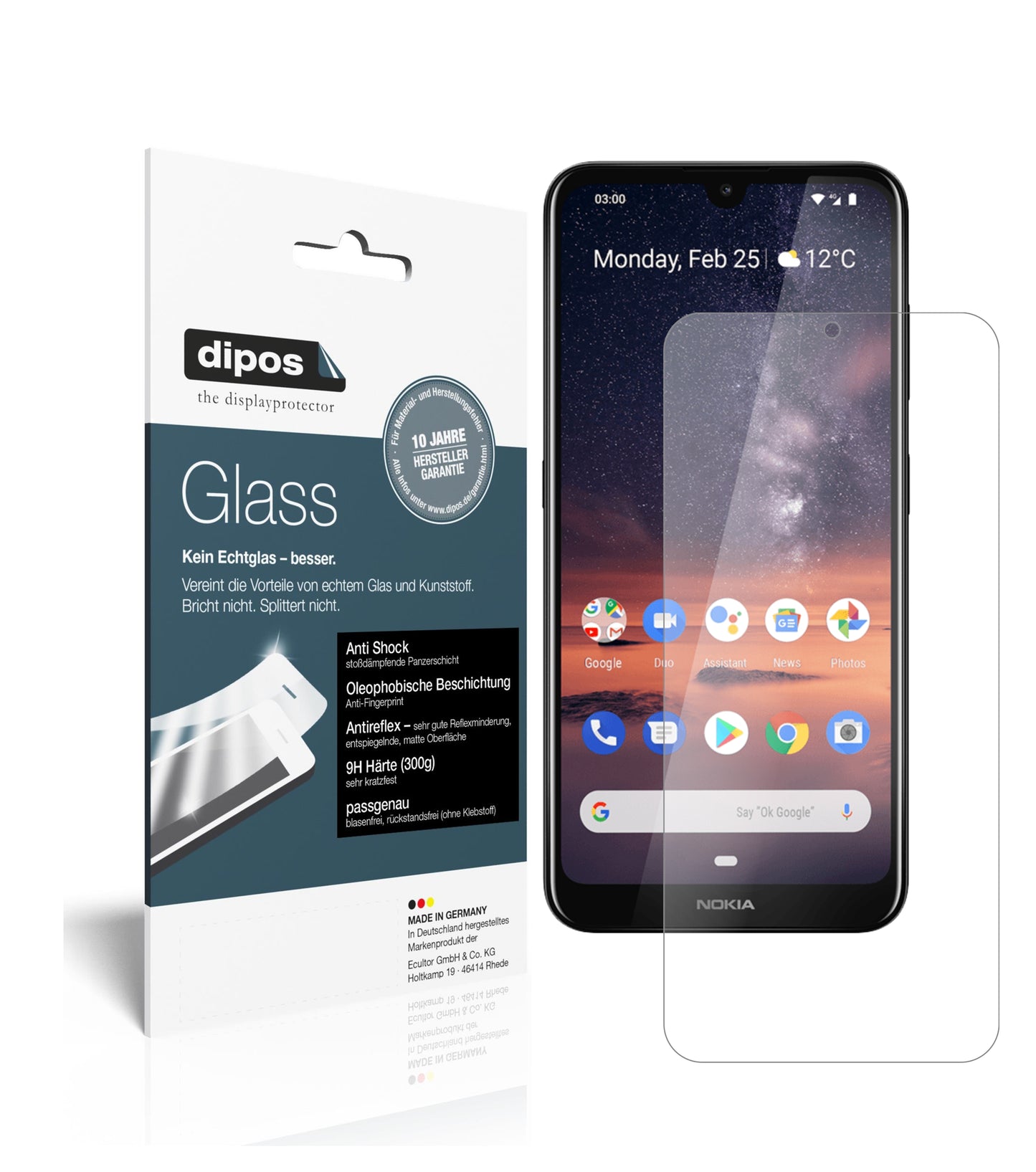 Mattes Panzerglas: Schutz vor Brüchen, Fingerabdrücken und Bildschirmblendung für Nokia-3.2
