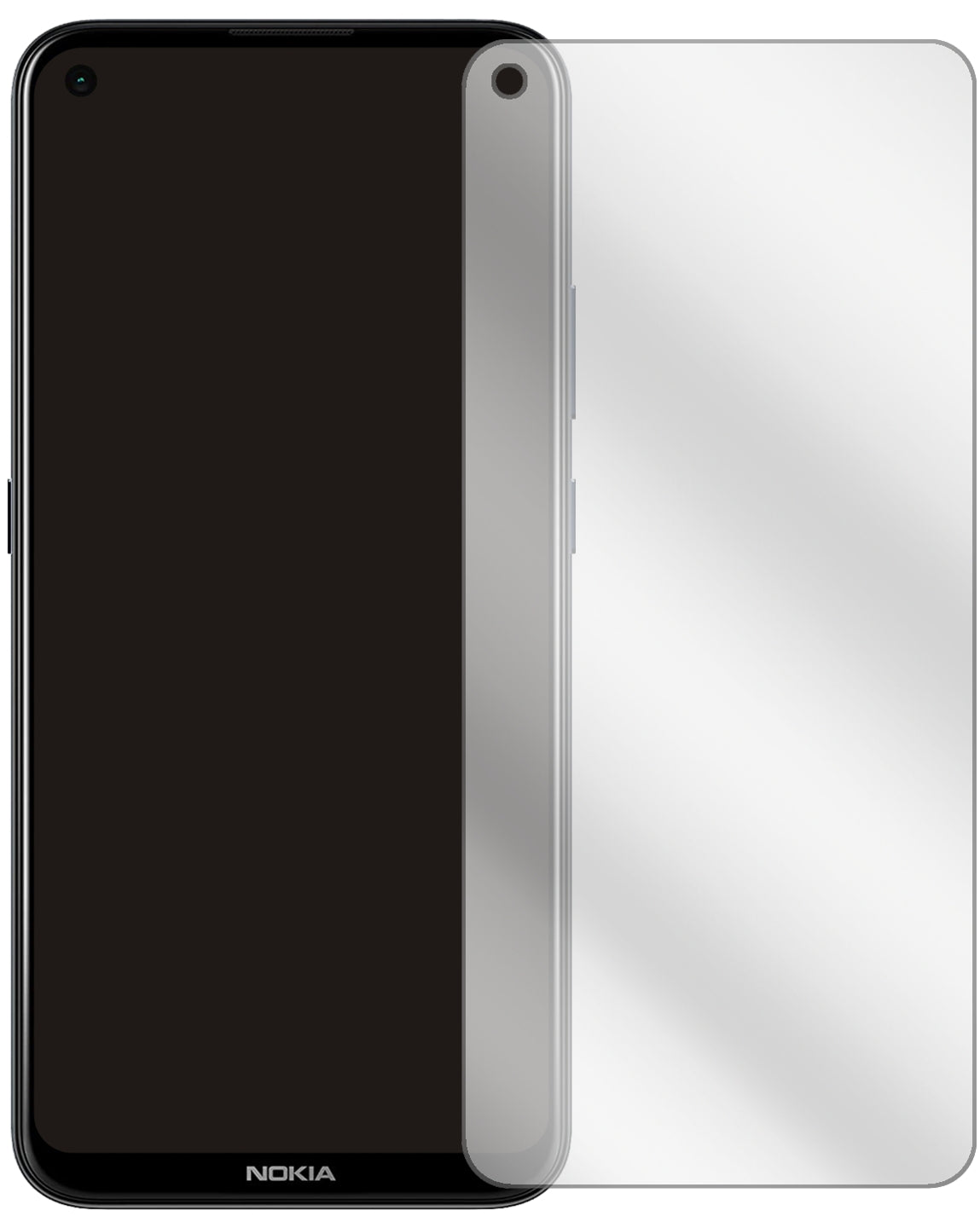 Nokia46117 mit aufgebrachter dipos Displayschutzfolie, glasklare Darstellung ohne Einschränkungen