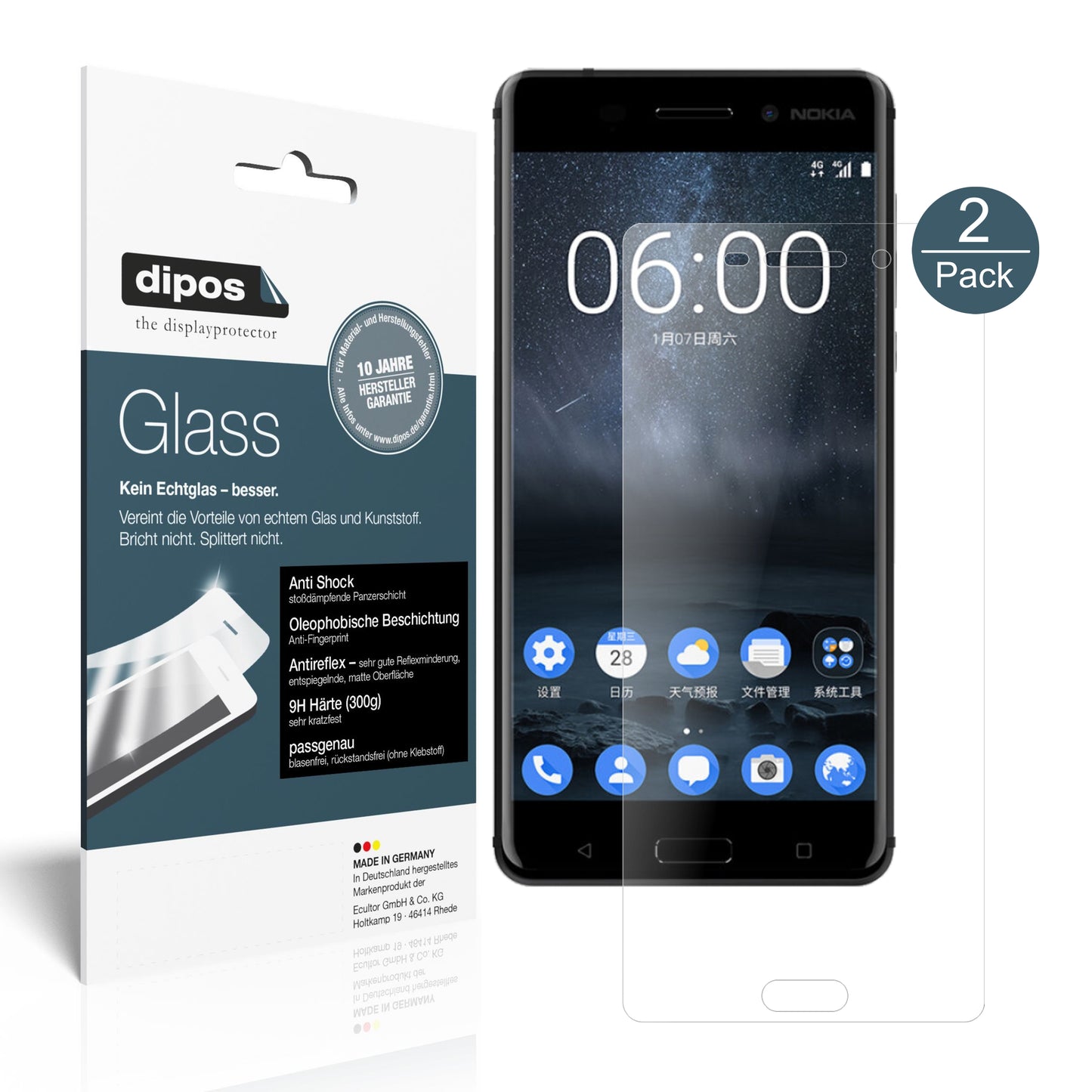 Mattes Panzerglas: Schutz vor Brüchen, Fingerabdrücken und Bildschirmblendung für Nokia-6