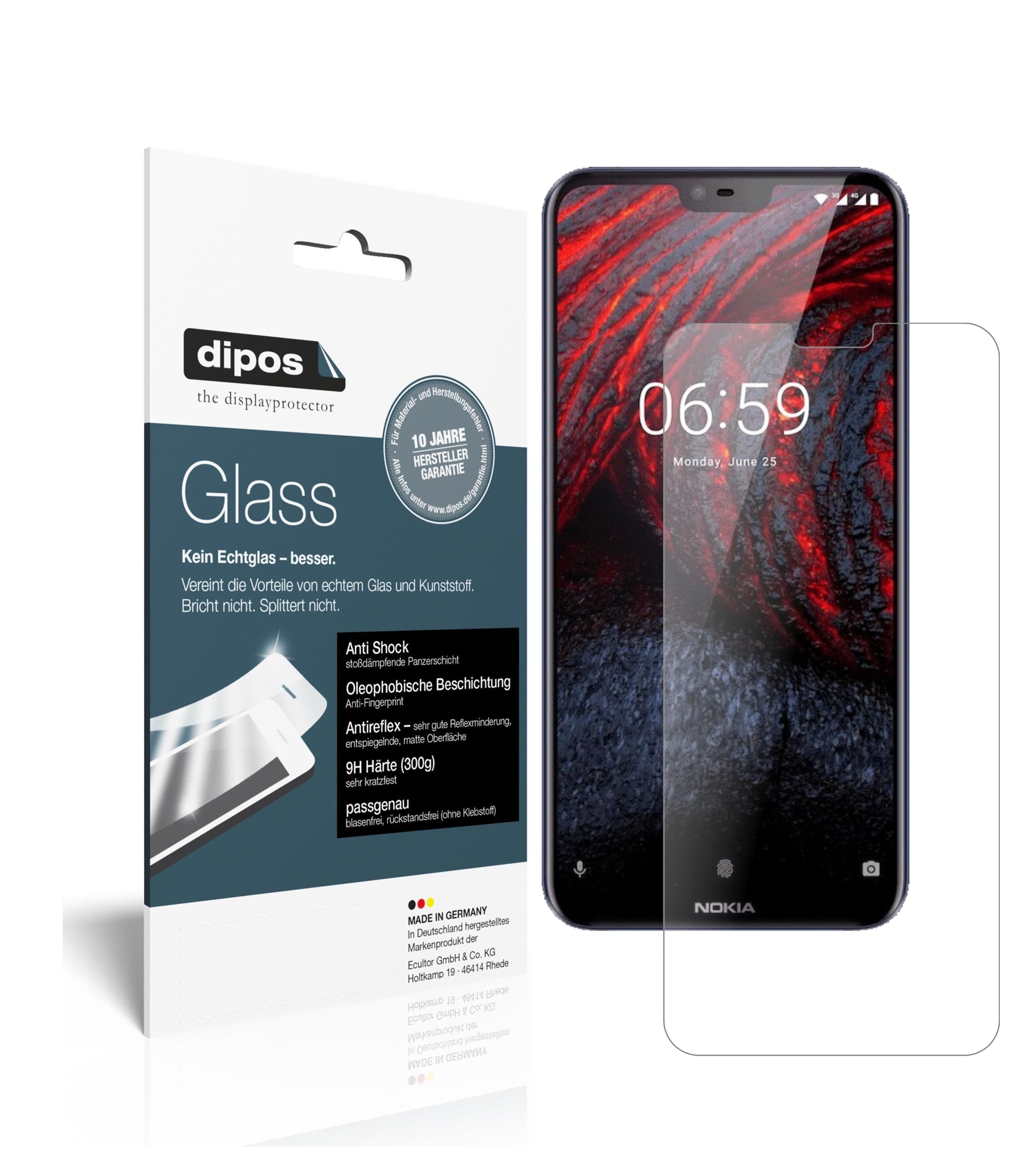 Mattes Panzerglas: Schutz vor Brüchen, Fingerabdrücken und Bildschirmblendung für Nokia-6.1 Plus