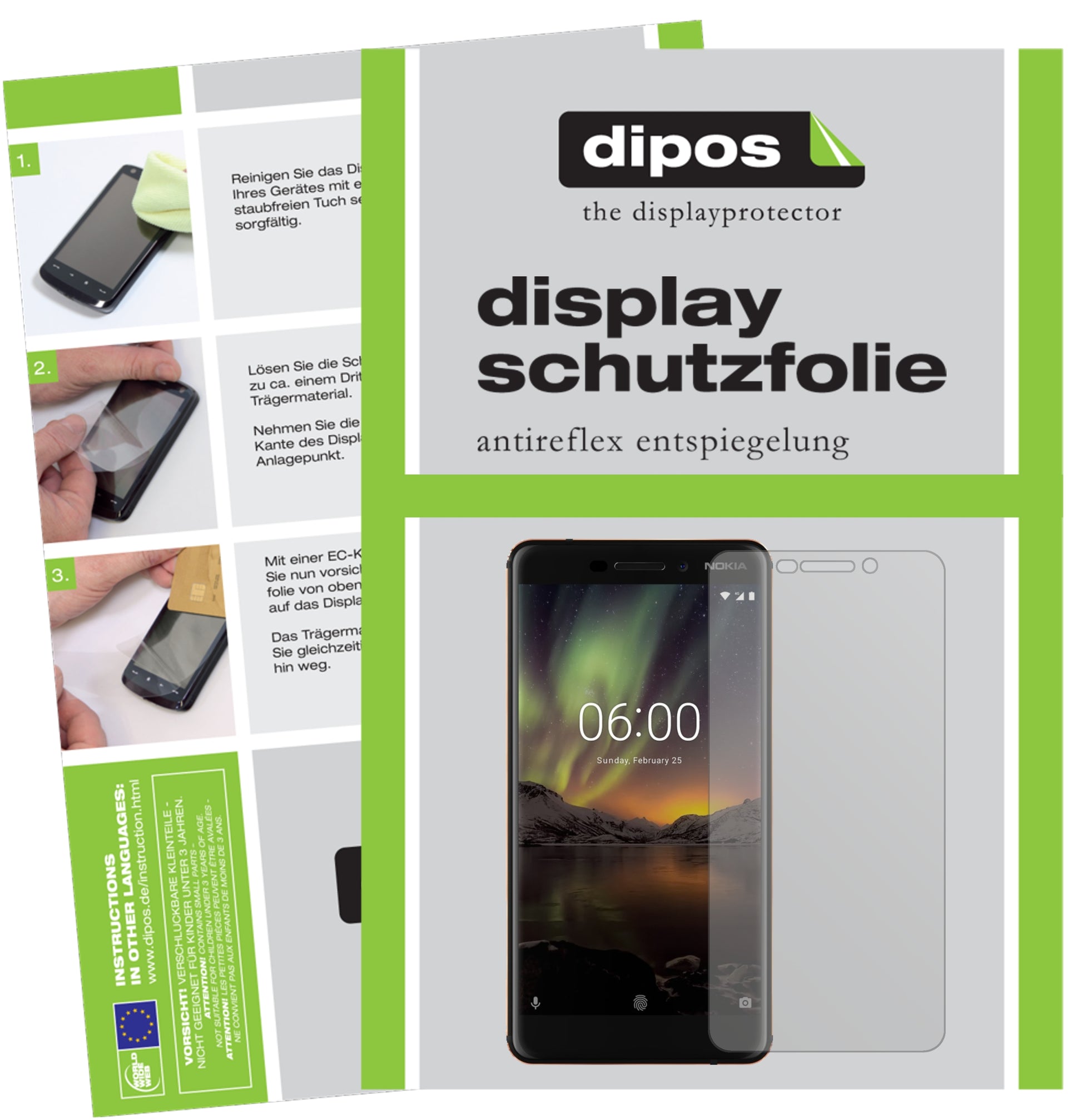 Mattes Panzerglas: Entspiegelte, dünne Folie, Fingerabdruckresistenz und Bildschirmschutz für Nokia-6 (2018)