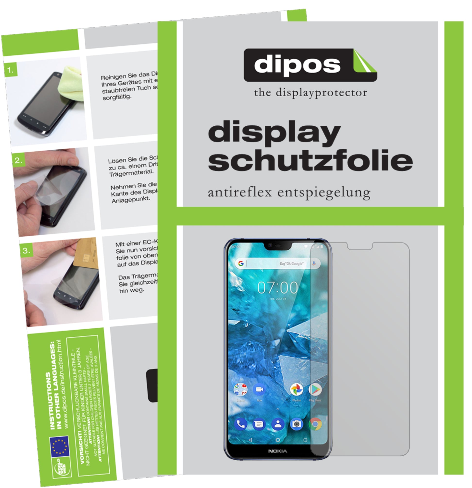 Mattes Panzerglas: Entspiegelte, dünne Folie, Fingerabdruckresistenz und Bildschirmschutz für Nokia-7.1 Plus