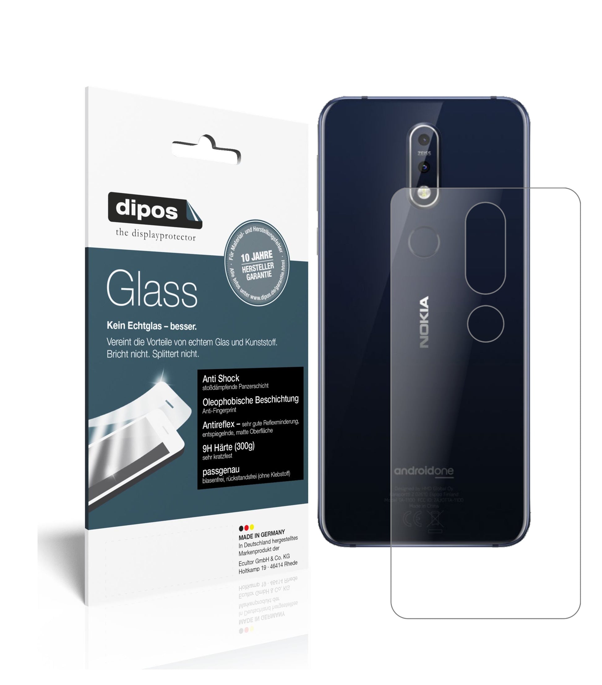 Mattes Panzerglas: Schutz vor Brüchen, Fingerabdrücken und Bildschirmblendung für Nokia-7.1 Rückseite